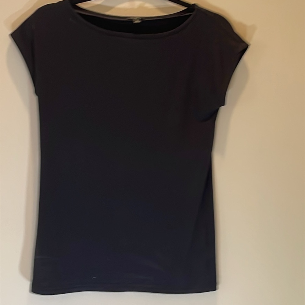 Talbots Classic Black Slightly Capped Sleeve Tee Shirt